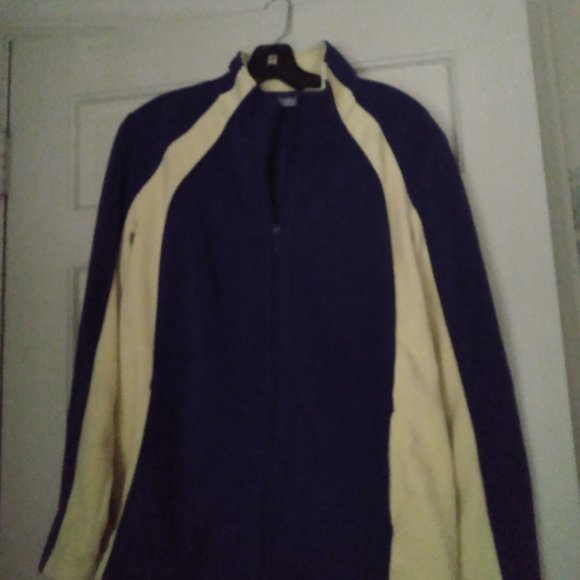 Sports Savy Blue and Yellow Fleece Zippered Jacket Size L - Picture 1 of 3